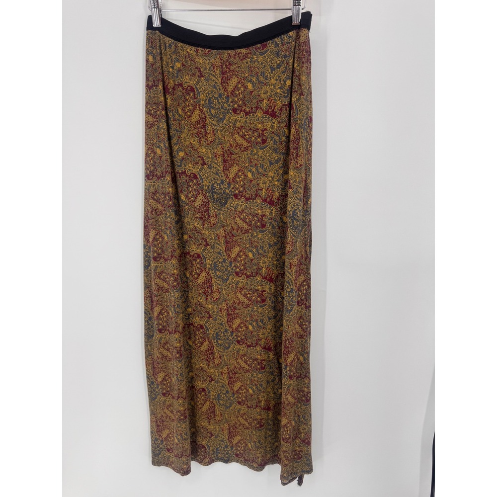 Free People Maxi Skirt Women Small Multicolor Boho Paisley Slit Soft Stretchy